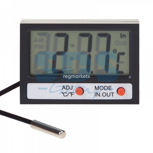 Термометр электронный комнатно-уличный с часами REXANT, цена за 1 шт