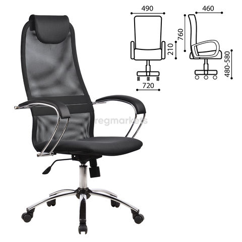 Кресло руководителя Метта SU-B-8/подл.131/осн.003, Темно-серый/Темно-серый(SU-BK-8 CH) офисное, обивка: сетка/текстиль