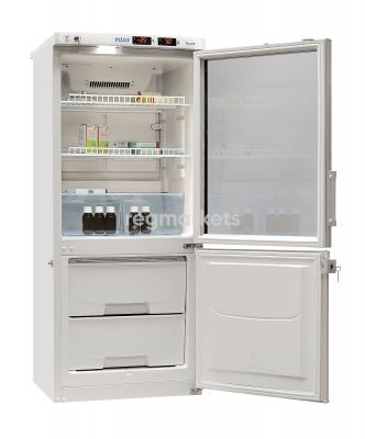 Холодильник лабораторный Pozis ХЛ-250 со стеклянной дверью верхней камеры и металлической нижней