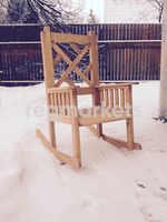Кресло-качалка деревянное английский узор (sofaswing) бежевый 71x116x52 см. фото 2